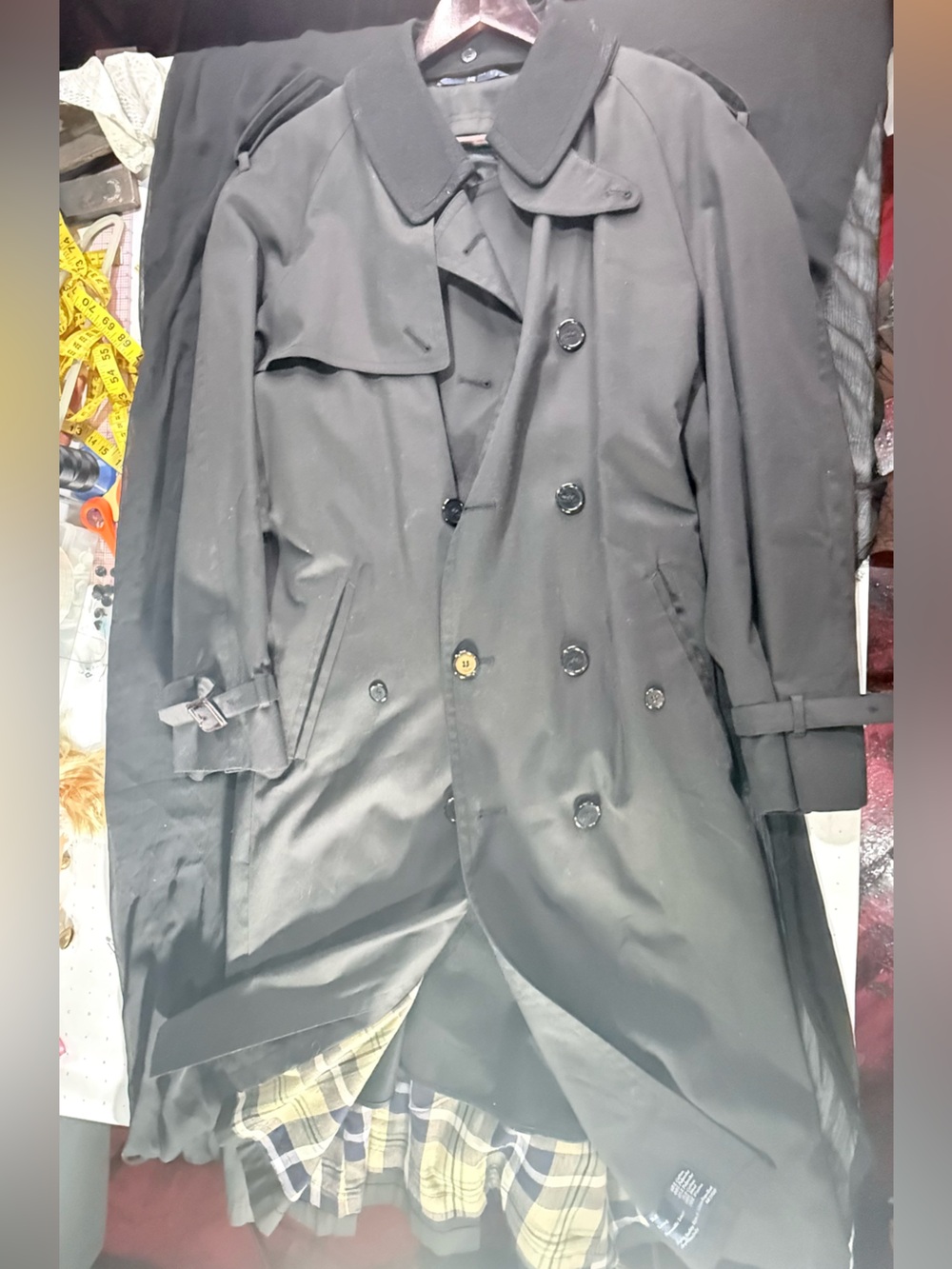 Bradley Jons Men's Black Double-Breasted Trench Coat